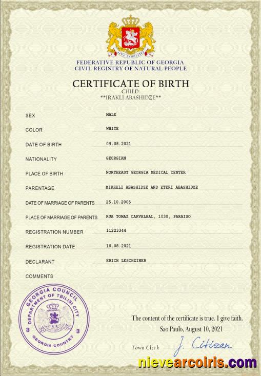 Georgia vital record birth certificate